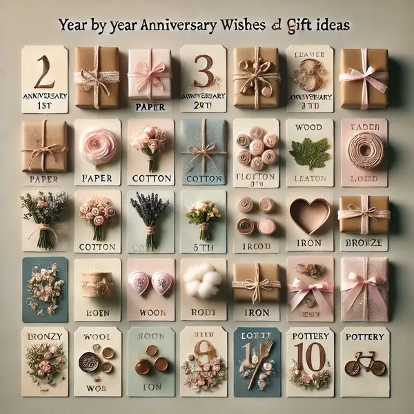 Year by Year Anniversary Wishes and Gift Ideas