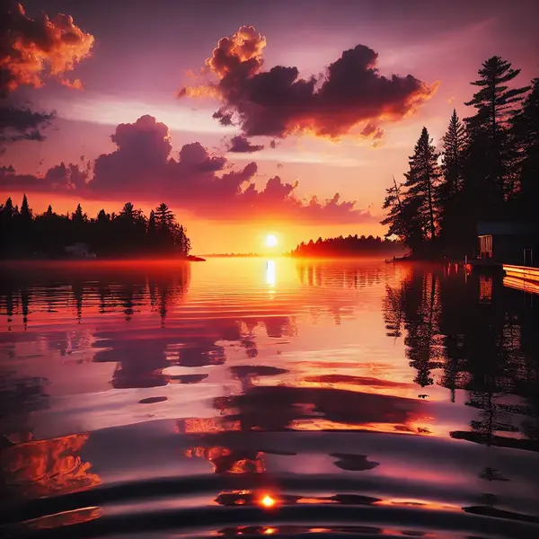 July sunset and evening reflections