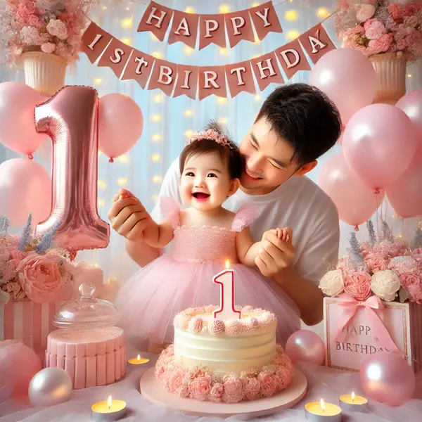 Heart Touching First Birthday Greetings for Baby Girl