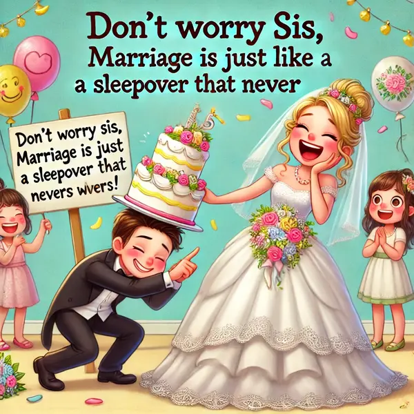 Funny Wedding Wishes for Sister