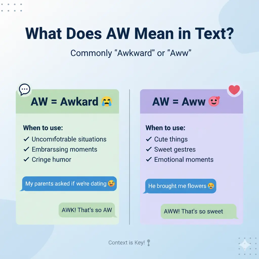 What Does aw Meaning in Text?